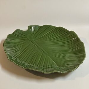 Roscher Leaf Collection Large Green Stoneware Serving Platter